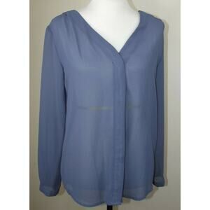 URBAN CoCo Womens SEMI-SHEER Button Up BLOUSE - Size SMALL - Blue